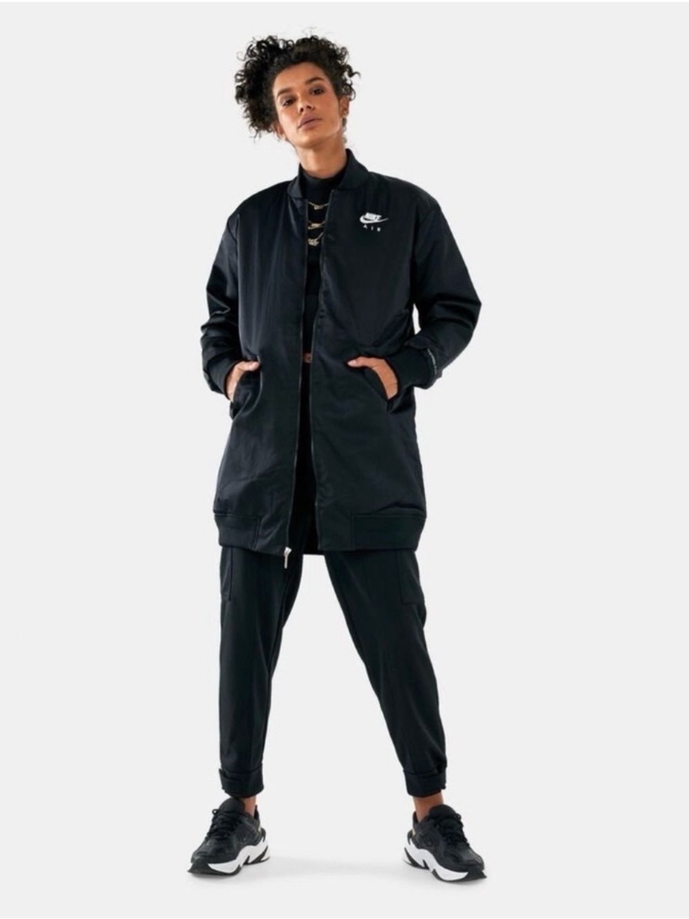 𝐍𝐈𝐊𝐄 Therma-Fit Long Bomber Jacket in Black Size Large